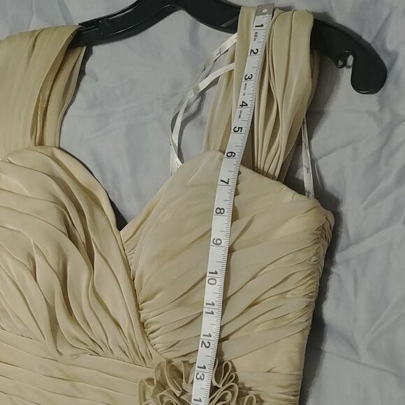 NWT Jade Special Occasion Tiffany Chiffon Khaki Tea Length dress Sz 8 - Picture 9 of 12